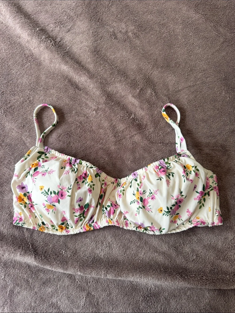 Floral Cream Underwire Bikini Top - Women's Swim